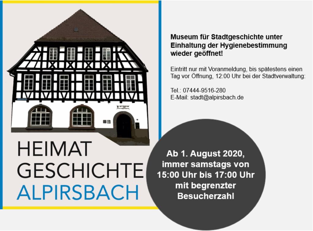 Corona Öffnungszeiten Museum für Stadtgeschichte Alpirsbach